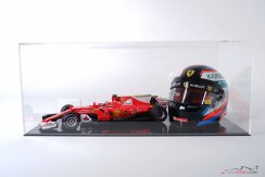 Showcase for a 1:18 scale model car + half scale helmet 1:2, Safe