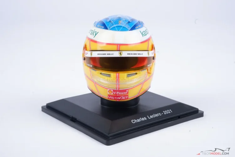 F1 フェラーリCharles Leclerc 2021 ミニヘルメット1/5 Helmet Charles Leclerc French GP, 2021, 1:5 Spark | Tibormodel.com