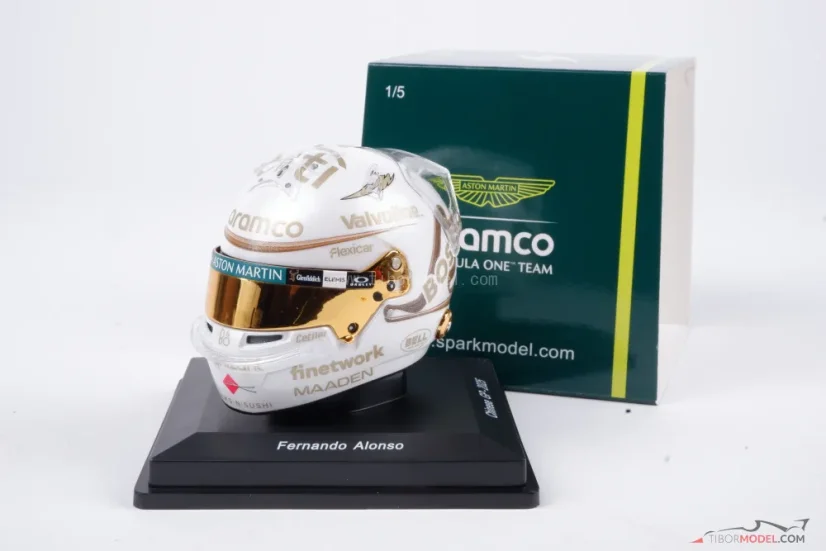 Fernando Alonso 2025 Kínai Nagydíj mini sisak, Aston Martin, 1:5 Spark