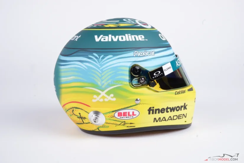 Fernando Alonso 2025 Szaúdi Nagydíj mini sisak, Aston Martin, 1:2 Bell
