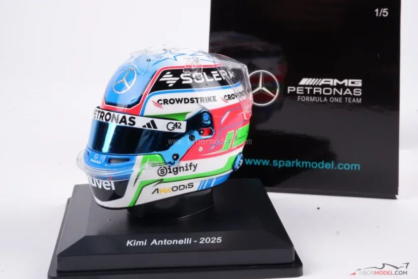 Kimi Antonelli 2025 mini helmet, Mercedes, 1:5 Spark