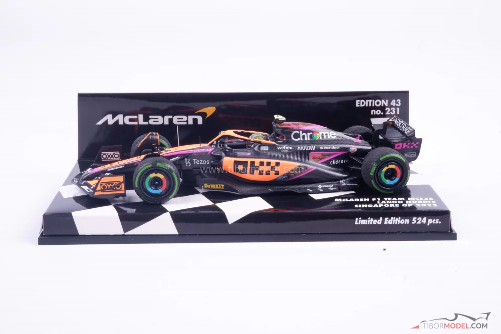 Model car McLaren MCL36 Norris, Singapore 2022 | Tibormodel.com