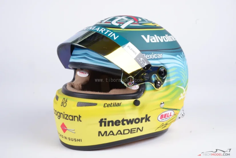 Fernando Alonso 2025 Szaúdi Nagydíj mini sisak, Aston Martin, 1:2 Bell