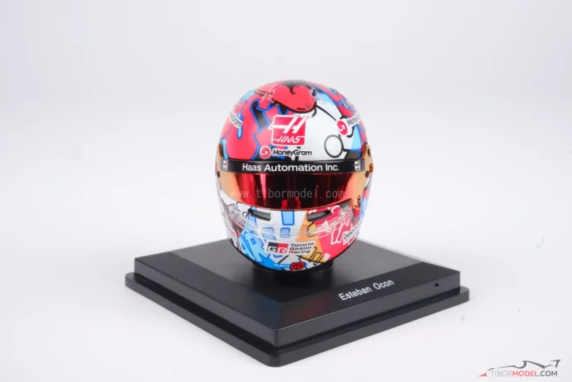Esteban Ocon 2025 Miami GP mini helmet, Haas F1 Team helmet, 1:5 Spark