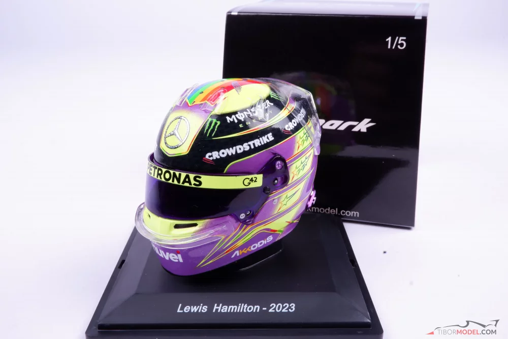 Helmet Lewis Hamilton Mercedes 2023, 1:5 Spark | Tibormodel.com