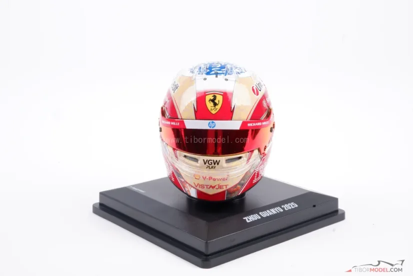 Zhou Guanyu 2025 mini helmet, Ferrari, 1:5 Looksmart