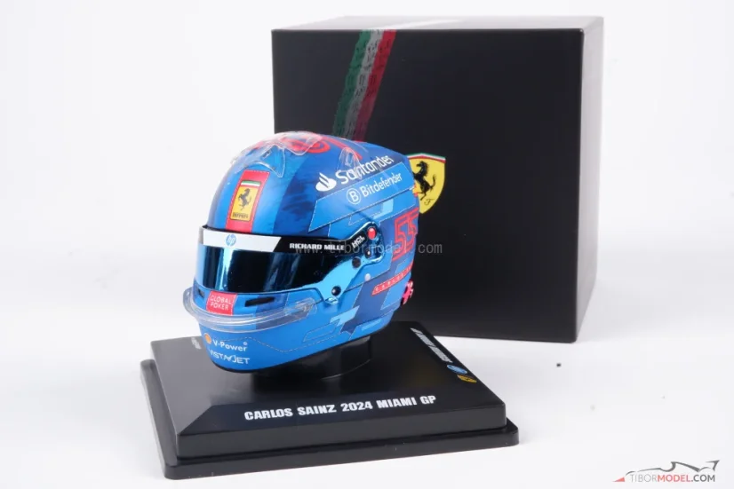 Carlos Sainz 2024 Miami GP mini helmet, Ferrari, 1:5 Looksmart