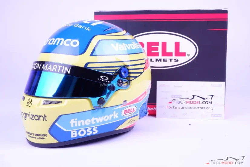 Fernando Alonso 2024 Aston Martin helmet, 1:2 Bell