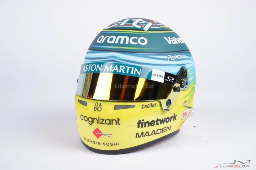 Fernando Alonso 2025 Szaúdi Nagydíj mini sisak, Aston Martin, 1:2 Bell