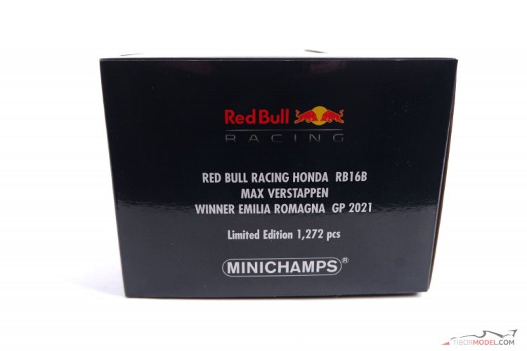 Red Bull RB16b - M. Verstappen (2021), Víťaz VC Emilia Romagna, 1:18 Minichamps