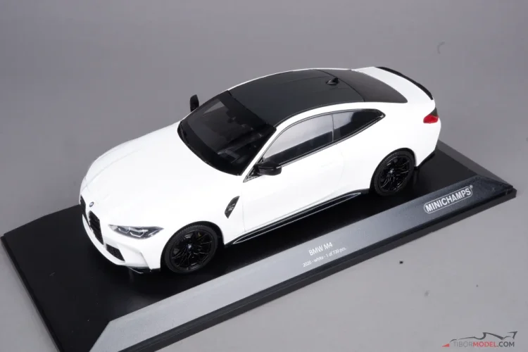 BMW M4 (2020) biele, 1:18 Minichamps