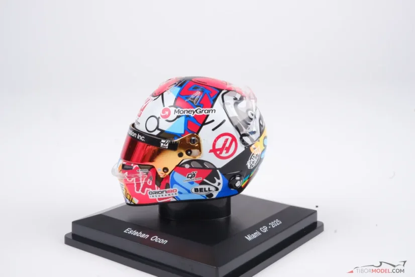 Esteban Ocon 2025 Miami GP mini helmet, Haas F1 Team helmet, 1:5 Spark