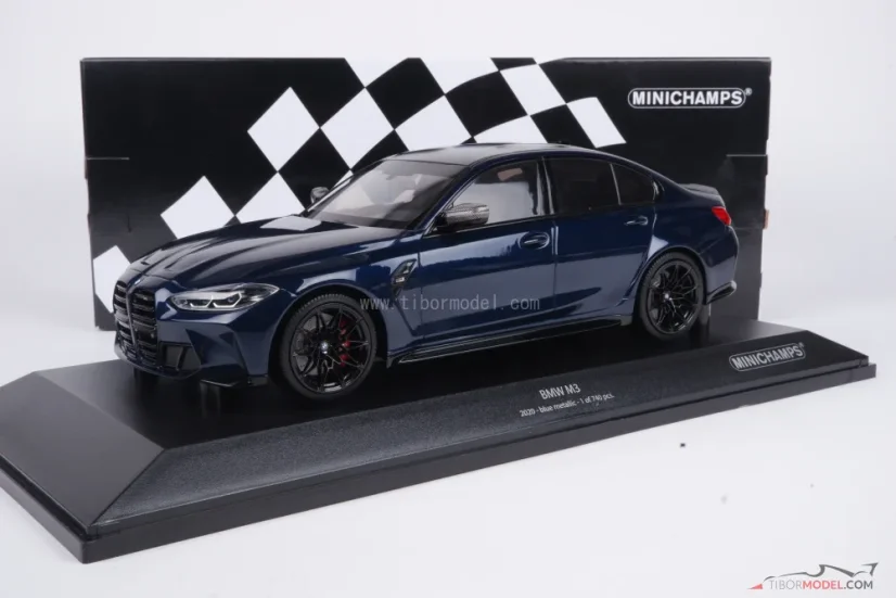 BMW M3 (2020) blue metallic, 1:18 Minichamps