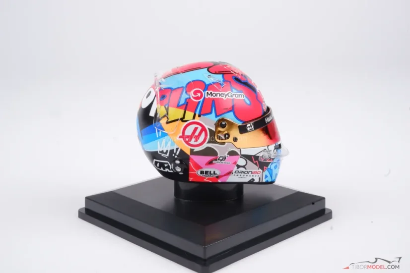 Esteban Ocon 2025 Miami GP mini helmet, Haas F1 Team helmet, 1:5 Spark